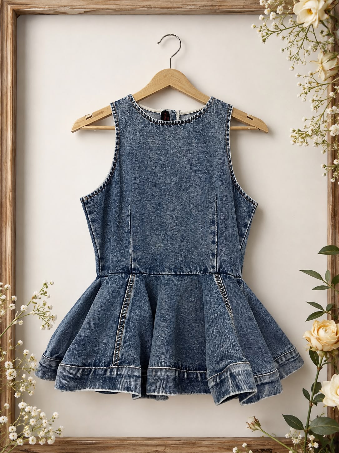 Denim Peplum Top