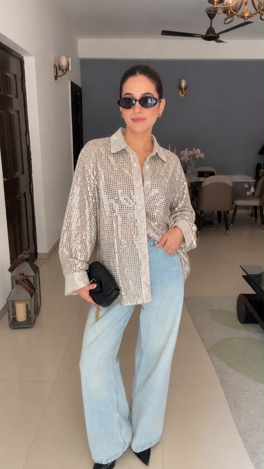 Sequin Relaxed-Fit Shirt
