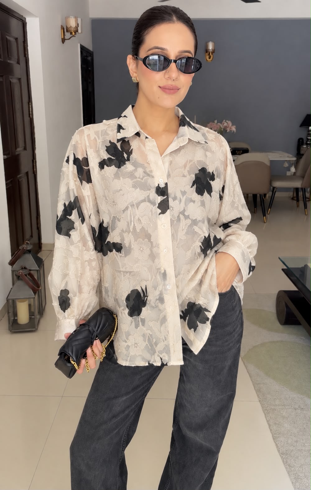 Floral Lace Oversized Shirt