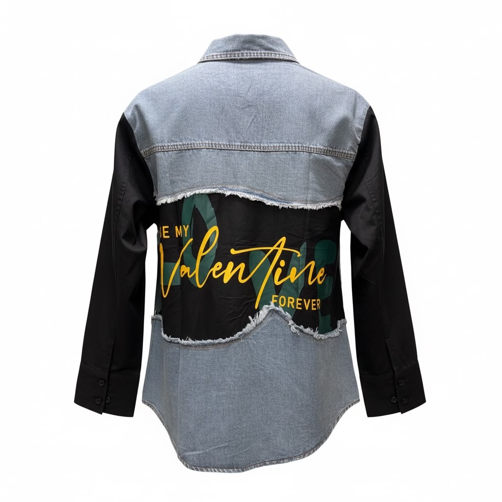Graphic Denim Panel Shirt