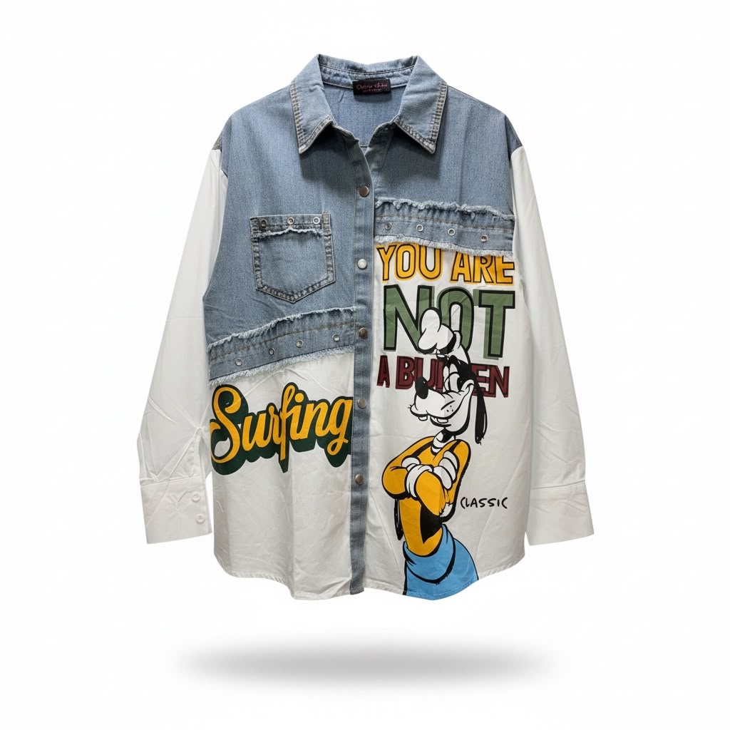 Graphic Denim Panel Shirt