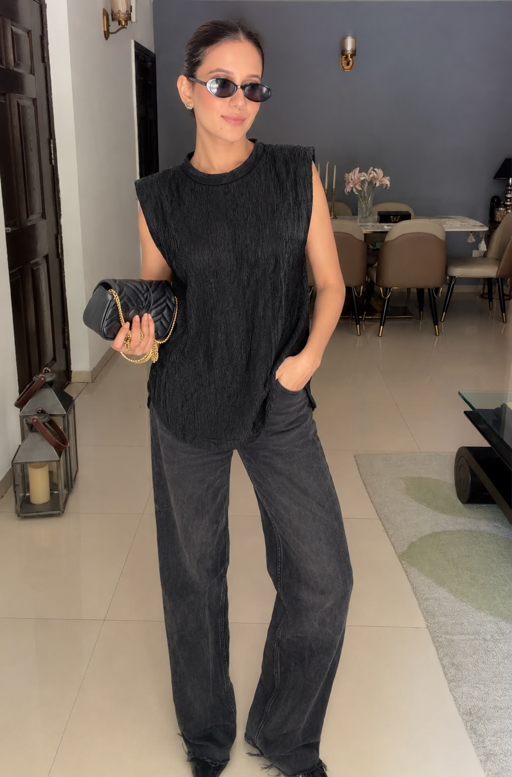 Textured Sleeveless Relaxed Top