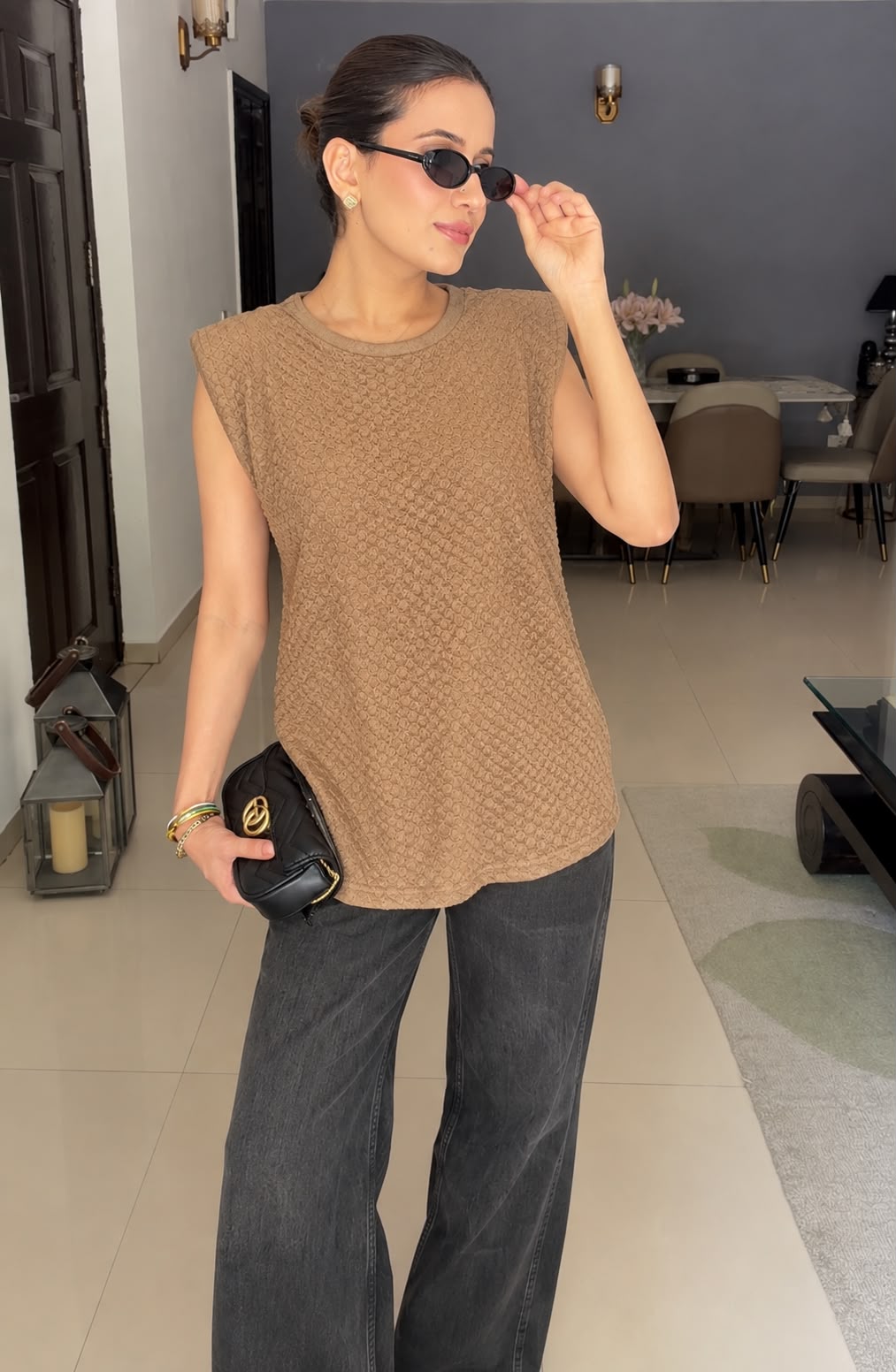 Textured Sleeveless Relaxed Top