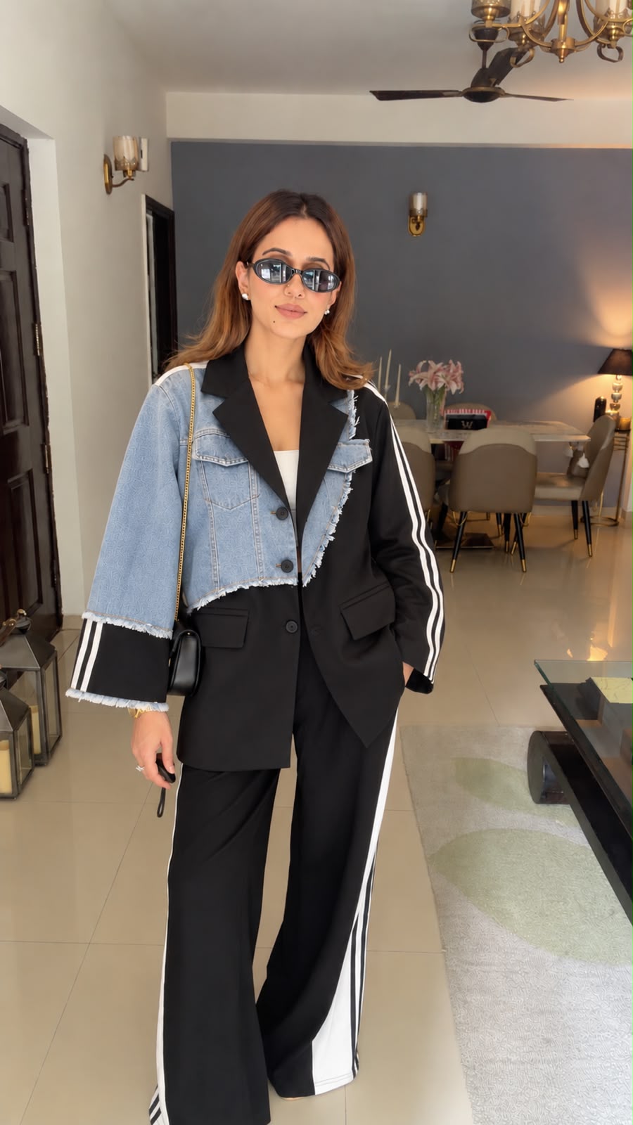 Denim Panel Tailored Blazer