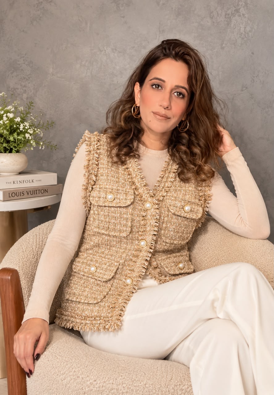 Textured Tweed Utility Vest