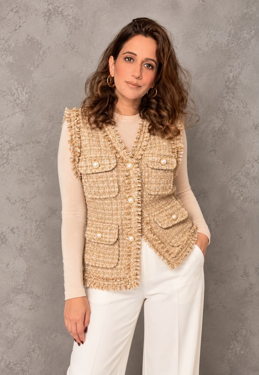 Textured Tweed Utility Vest