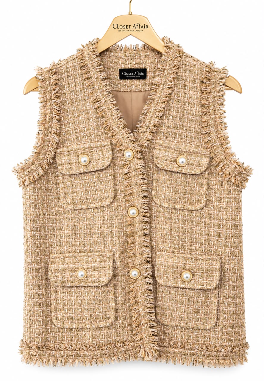 Textured Tweed Utility Vest