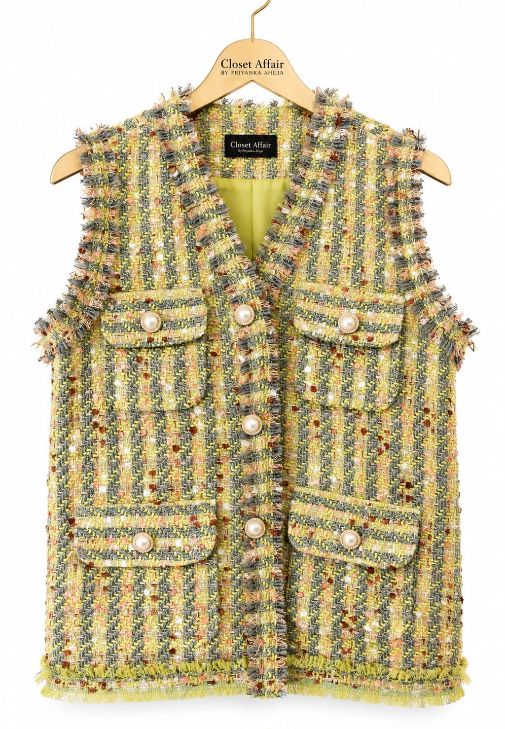 Textured Tweed Button-Down Vest