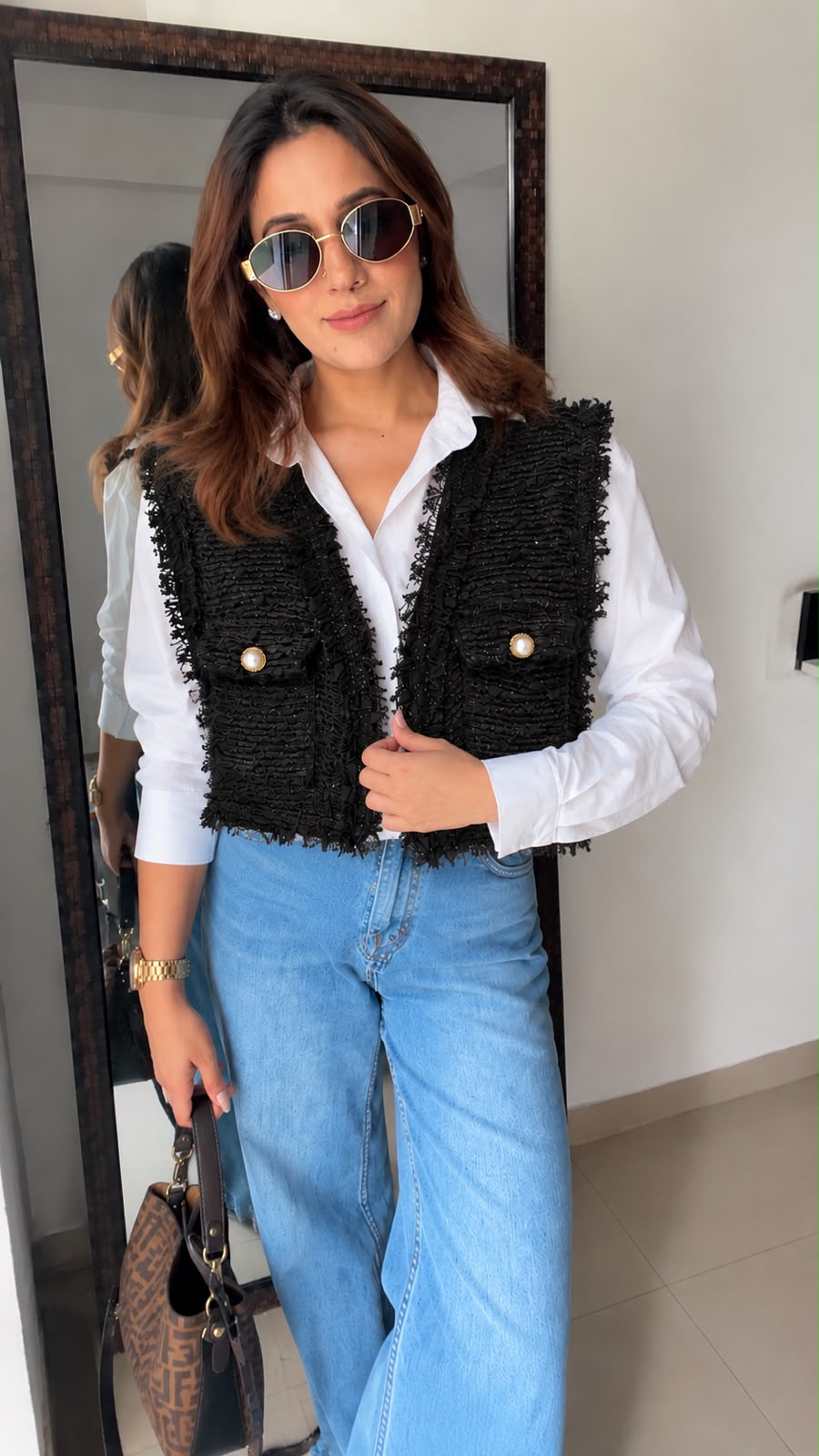Tweed Crop Fall Vest