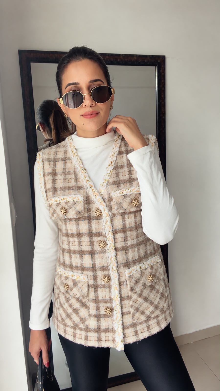 Tweed Plaid Fall Vest