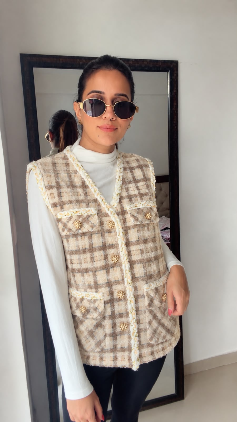 Tweed Plaid Fall Vest