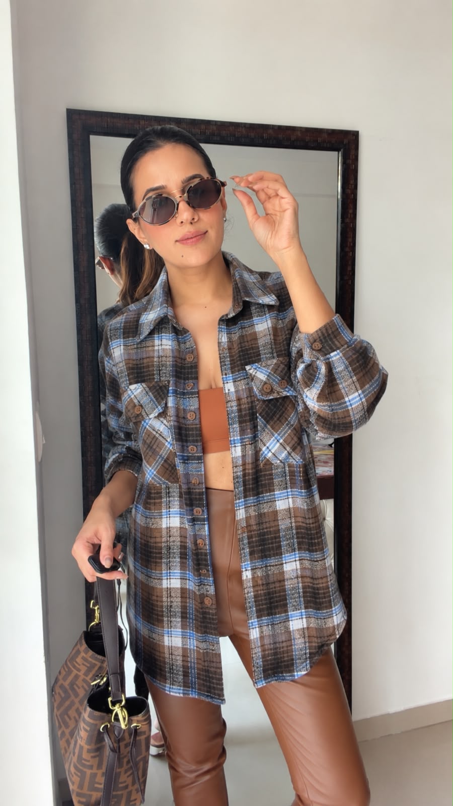 Plaid Blue Woolen Fall shacket