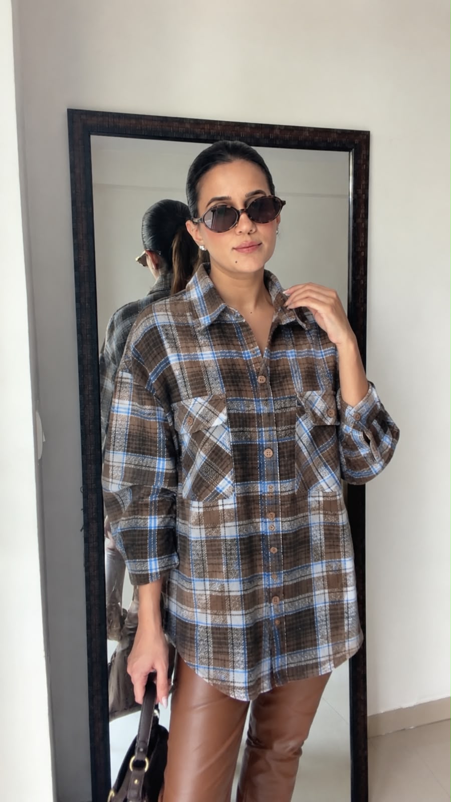 Plaid Blue Woolen Fall shacket