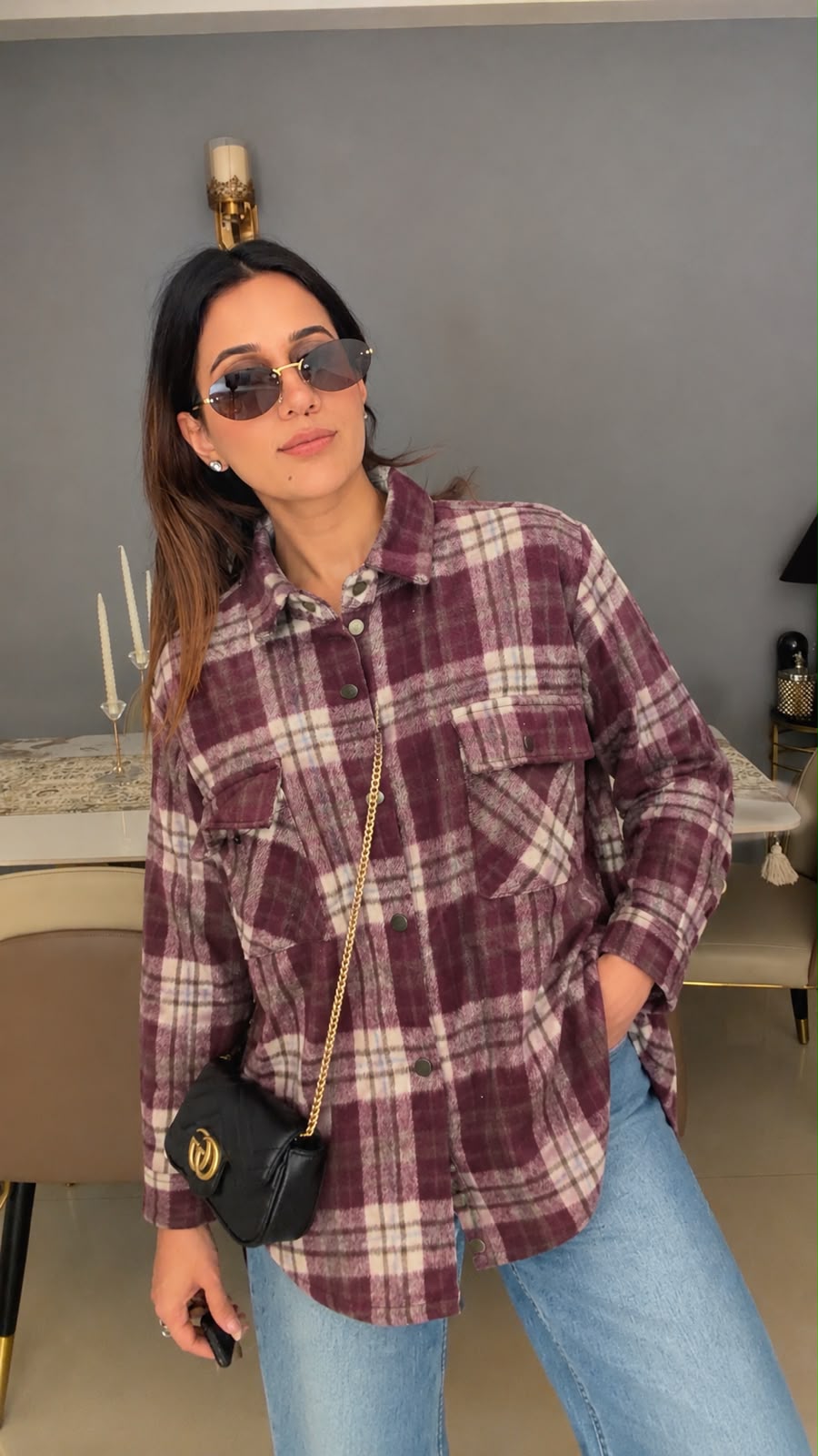 Plaid Woolen Oversized Fall Shacket