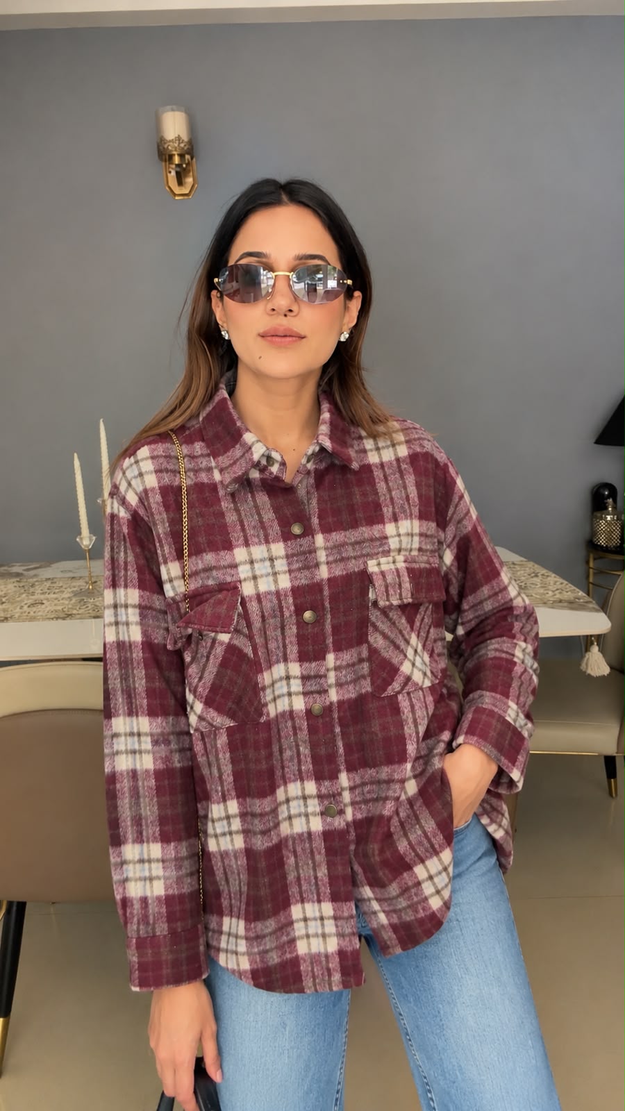 Plaid Woolen Oversized Fall Shacket