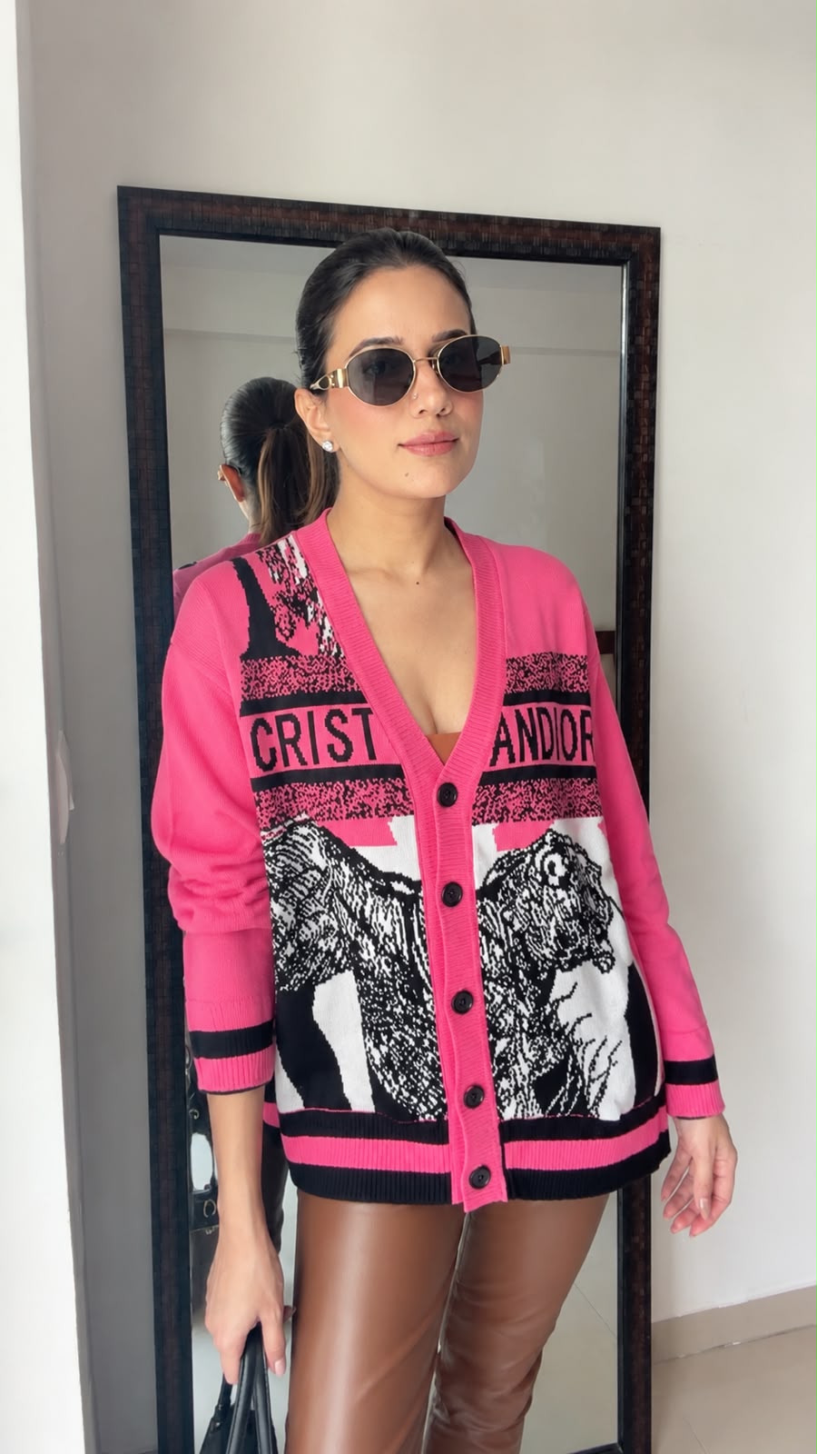 Graphic Print Button-Down Fall Cardigan