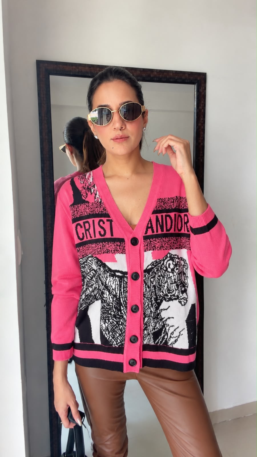 Graphic Print Button-Down Fall Cardigan