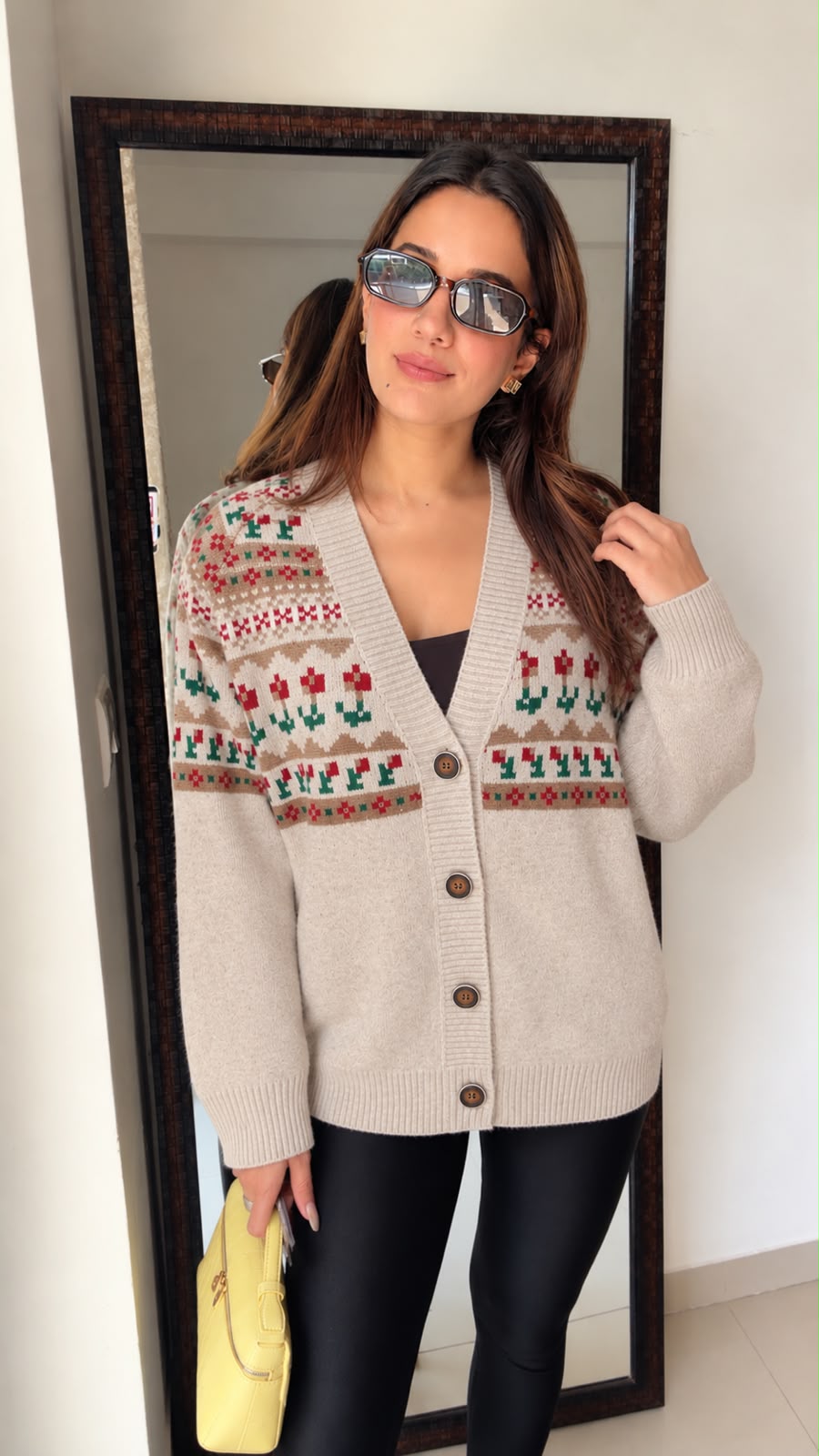 Fall Isle Pattern Knit Cardigan