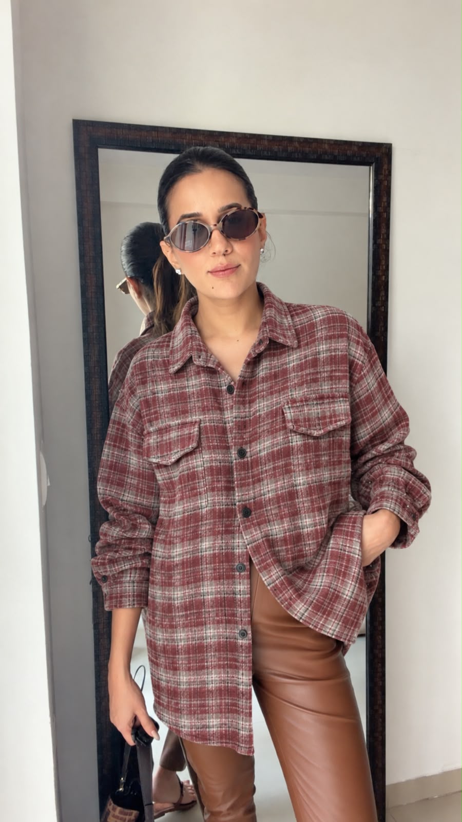 Plaid Wine Fall Shacket