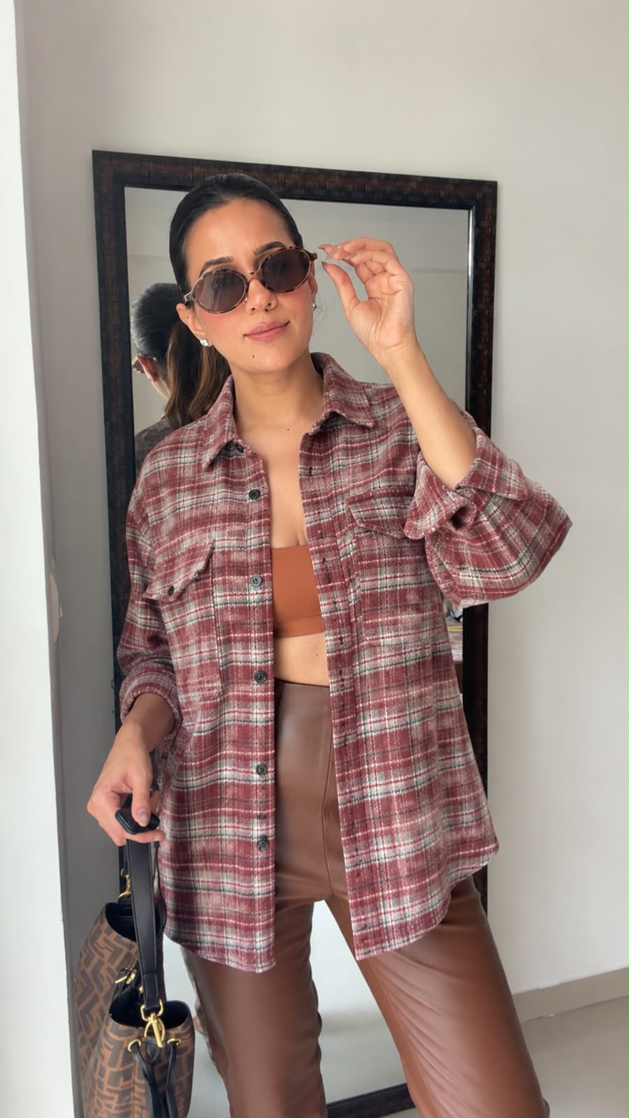Plaid Wine Fall Shacket