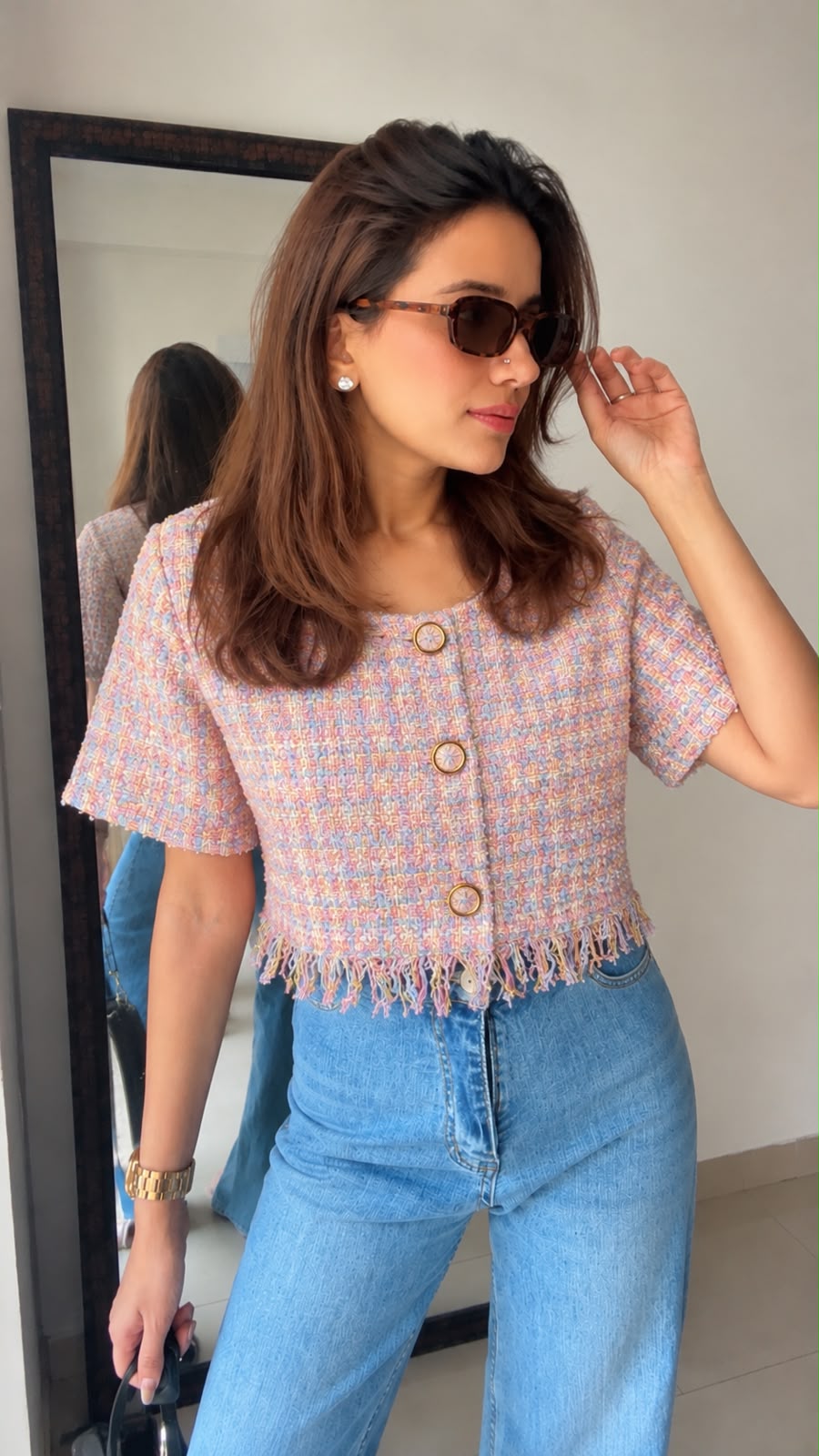 Peach Tweed Fall Top
