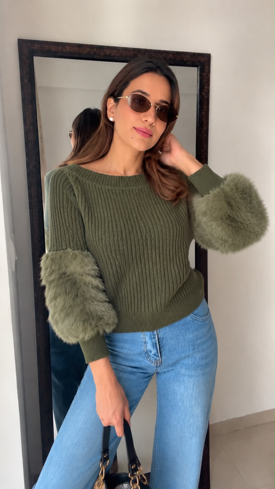 Fur Sleeves Fall Jumper