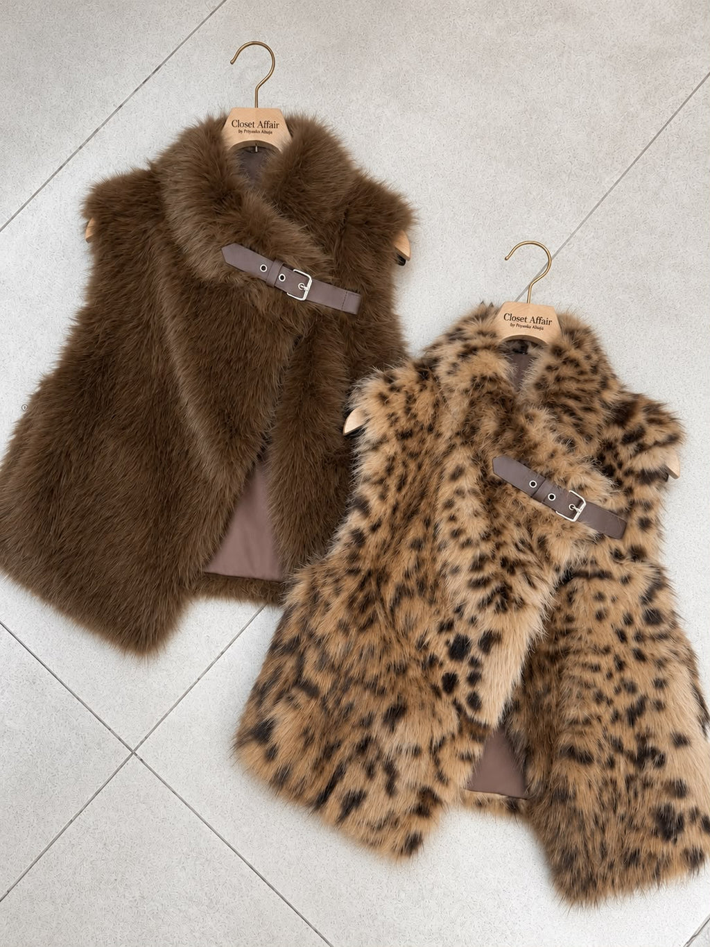 Fall Belted Faux Fur Vest