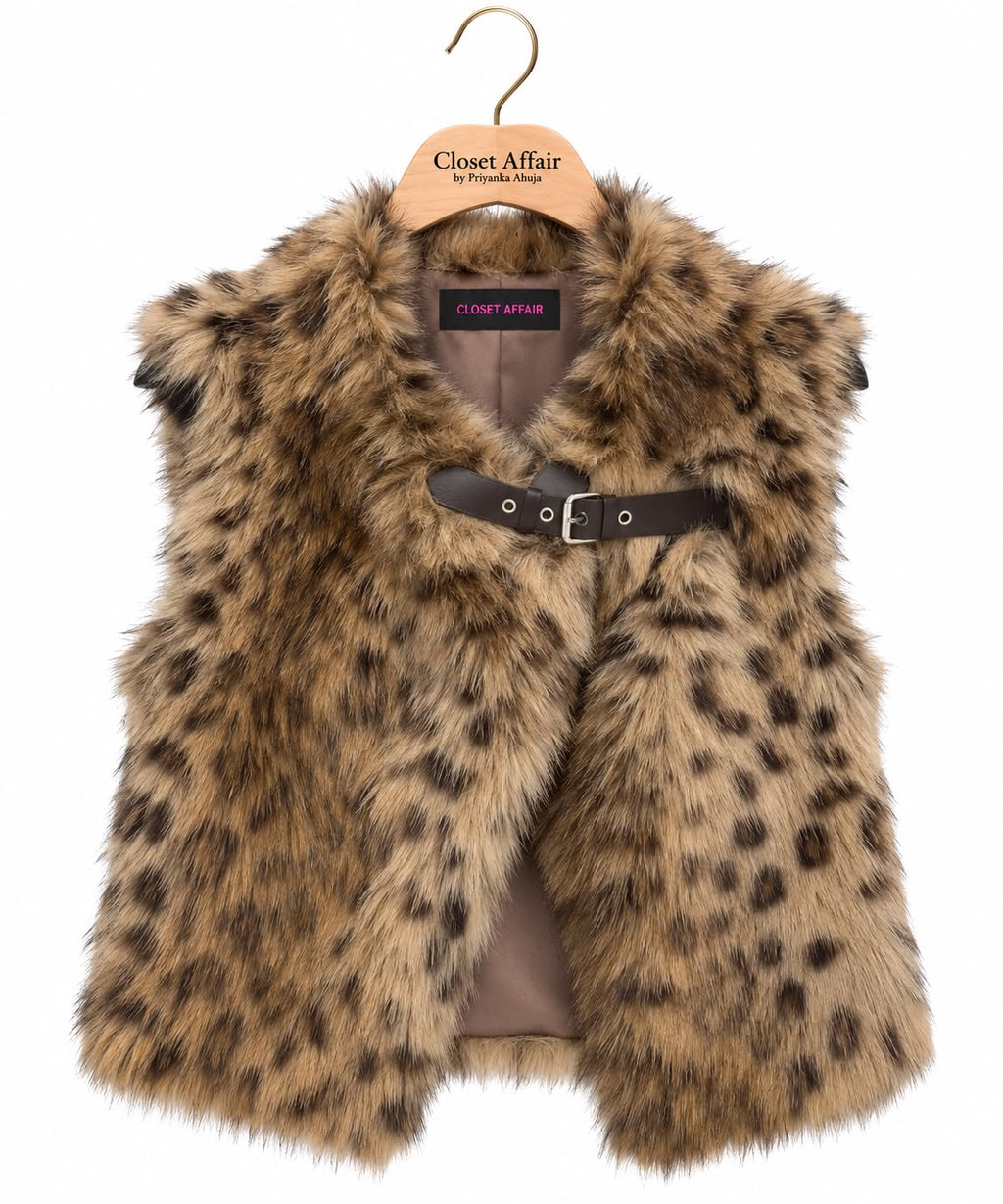 Fall Belted Faux Fur Vest