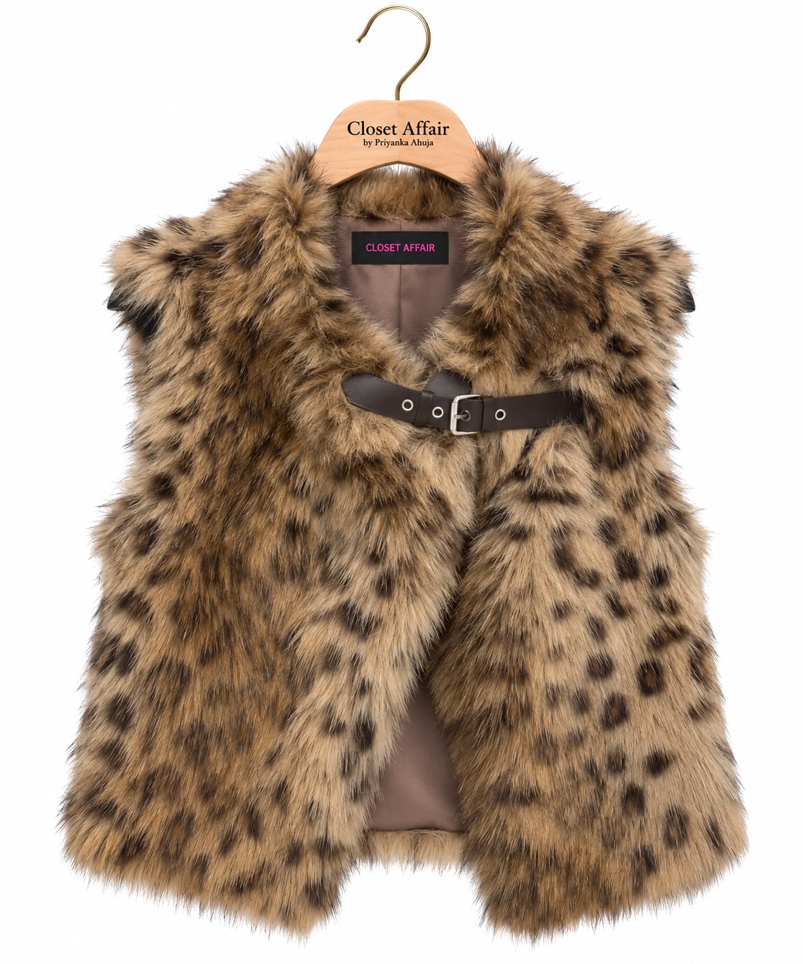 Fall Belted Faux Fur Vest