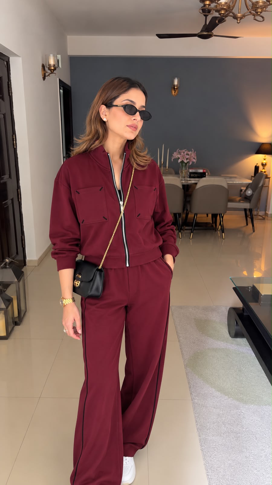 Zip-Up Jacket and Wide-Leg Co-Ord Set