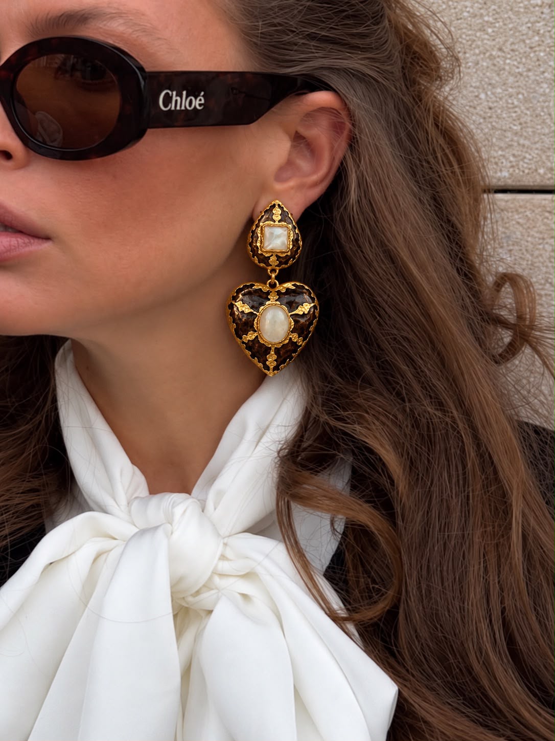 Multicolour Enamel Heart Statement Earrings