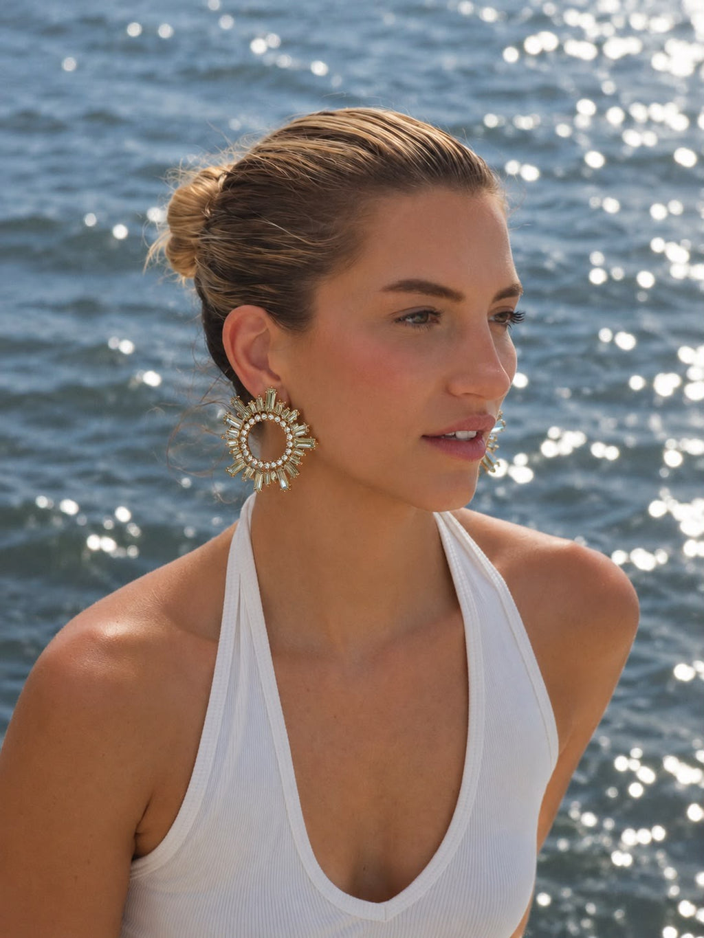Silver Radiance Crystal Hoop Earrings