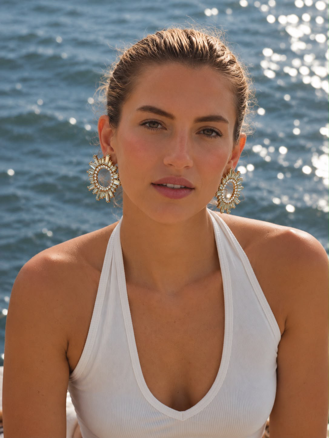 Silver Radiance Crystal Hoop Earrings