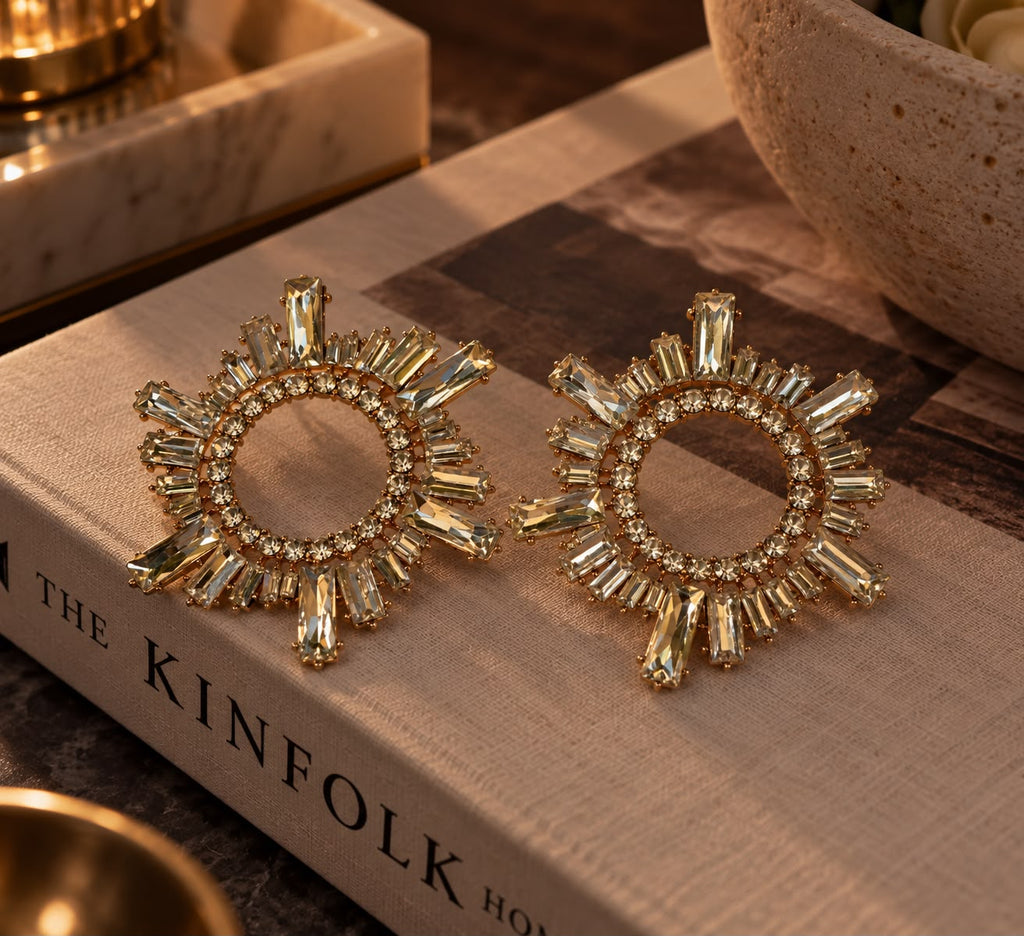 Silver Radiance Crystal Hoop Earrings