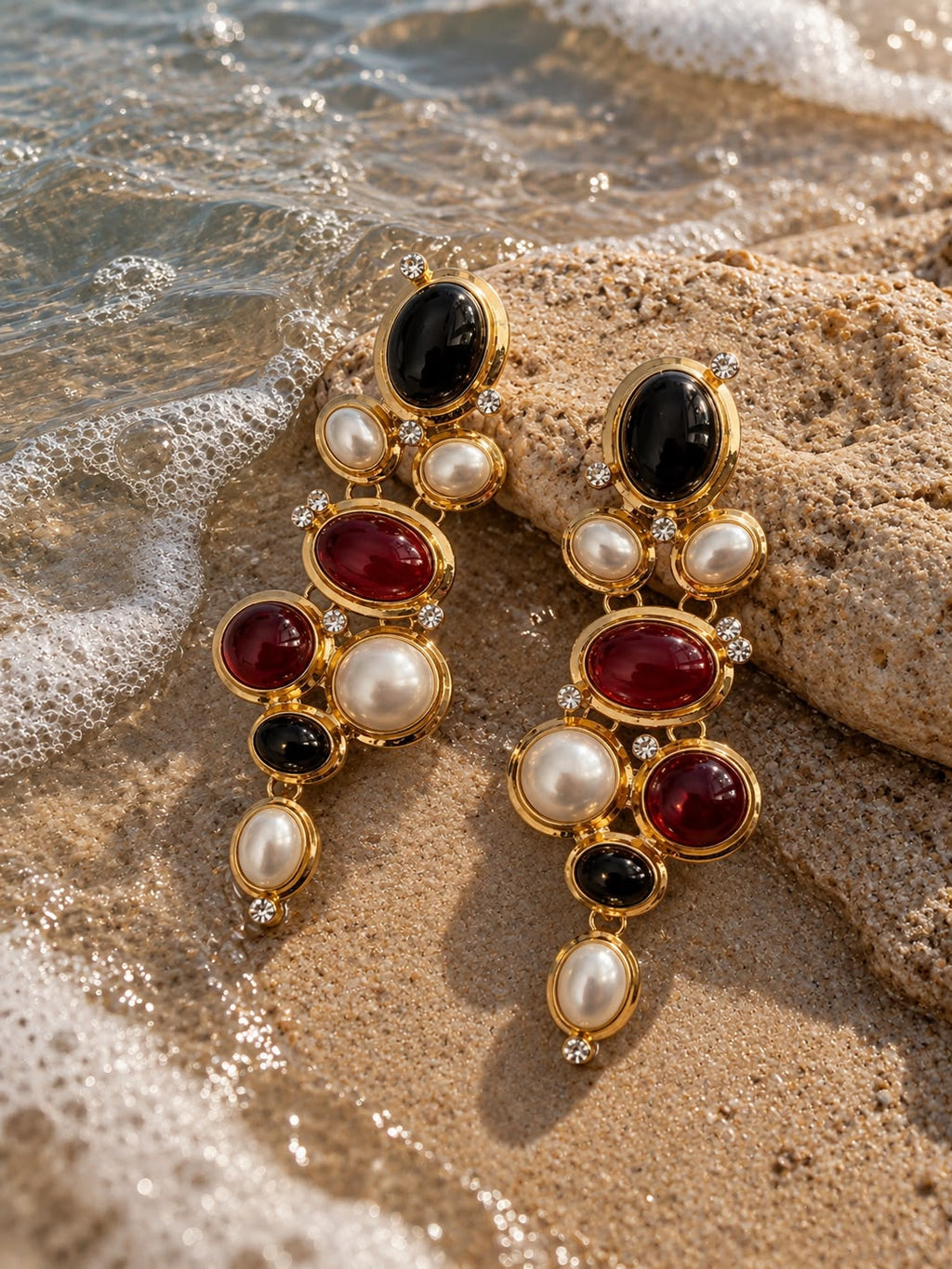 Luxe Multicolour Gemstone Statement Earrings