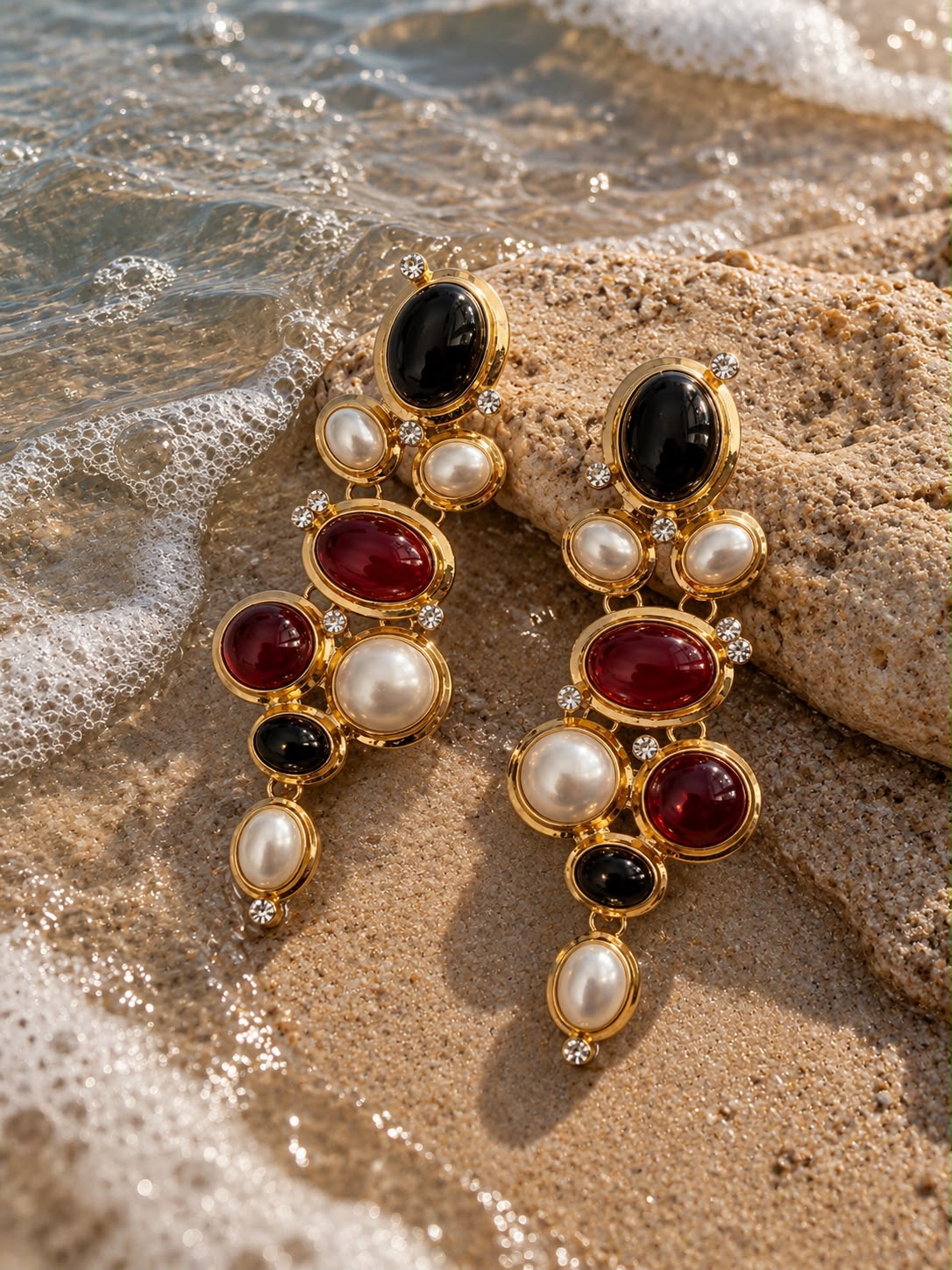 Luxe Multicolour Gemstone Statement Earrings