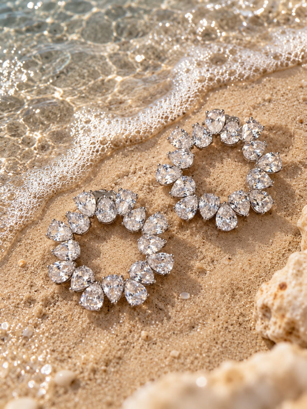 Premium Crystal Teardrop Hoop Earrings