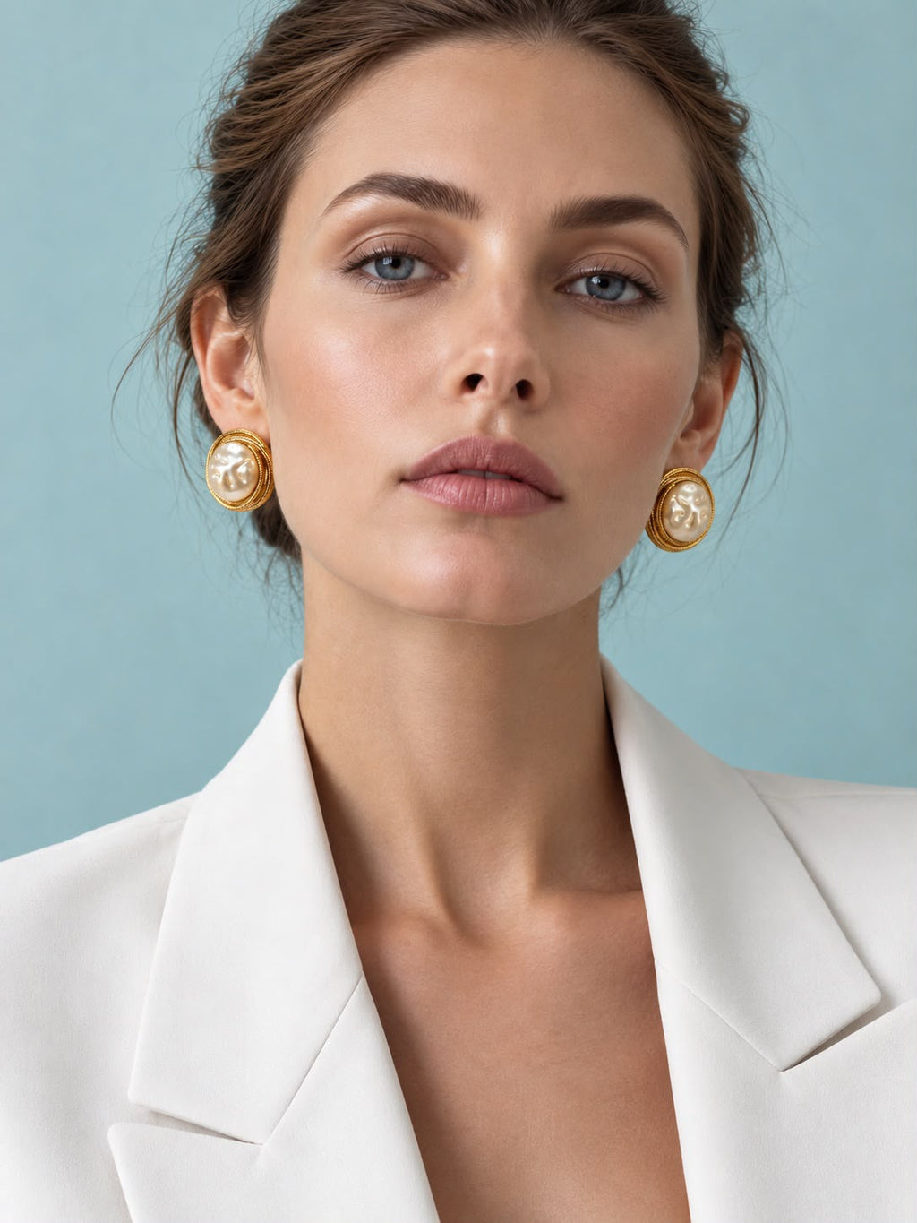 Luxe Pearl Textured Gold Stud Earrings