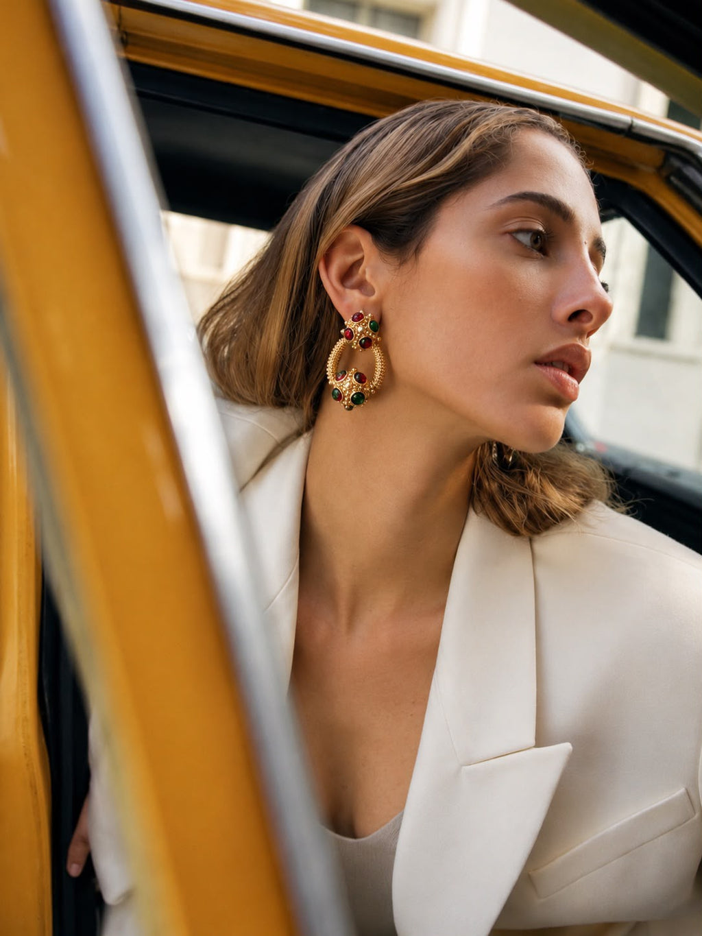 Jewelled Gold-Tone Hoop Earrings