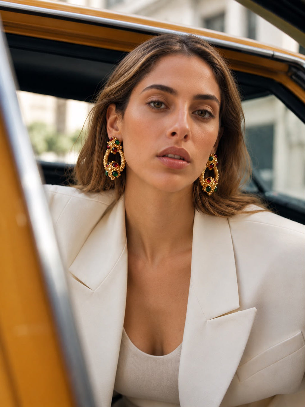 Jewelled Gold-Tone Hoop Earrings