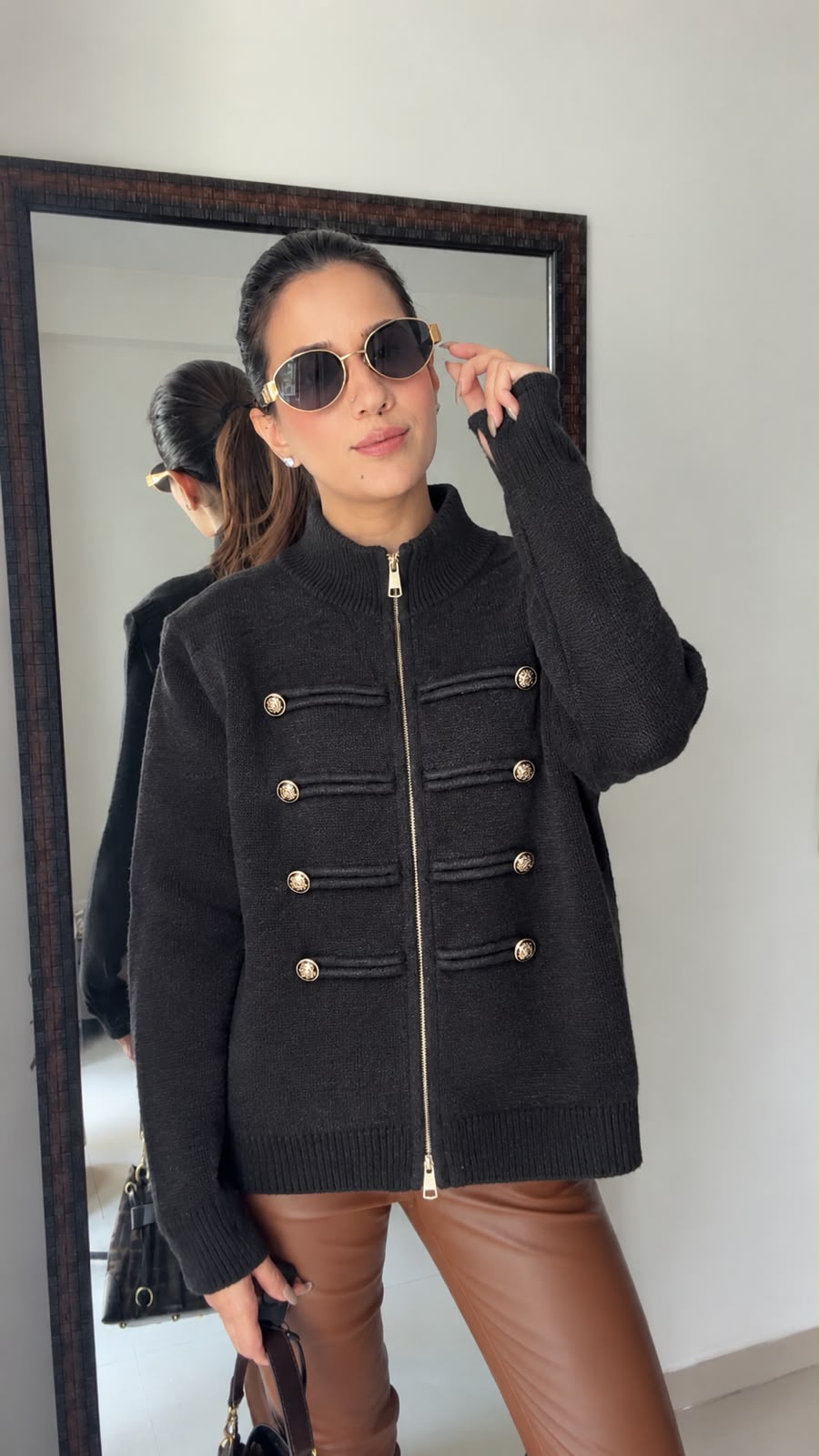 Buttoned Luxe Fall Knit Zipper