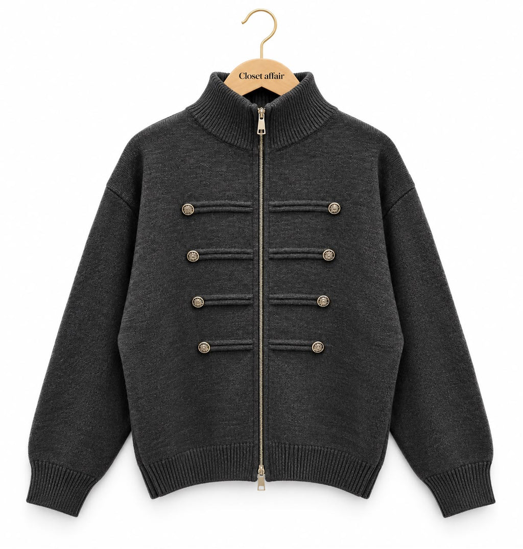 Buttoned Luxe Fall Knit Zipper