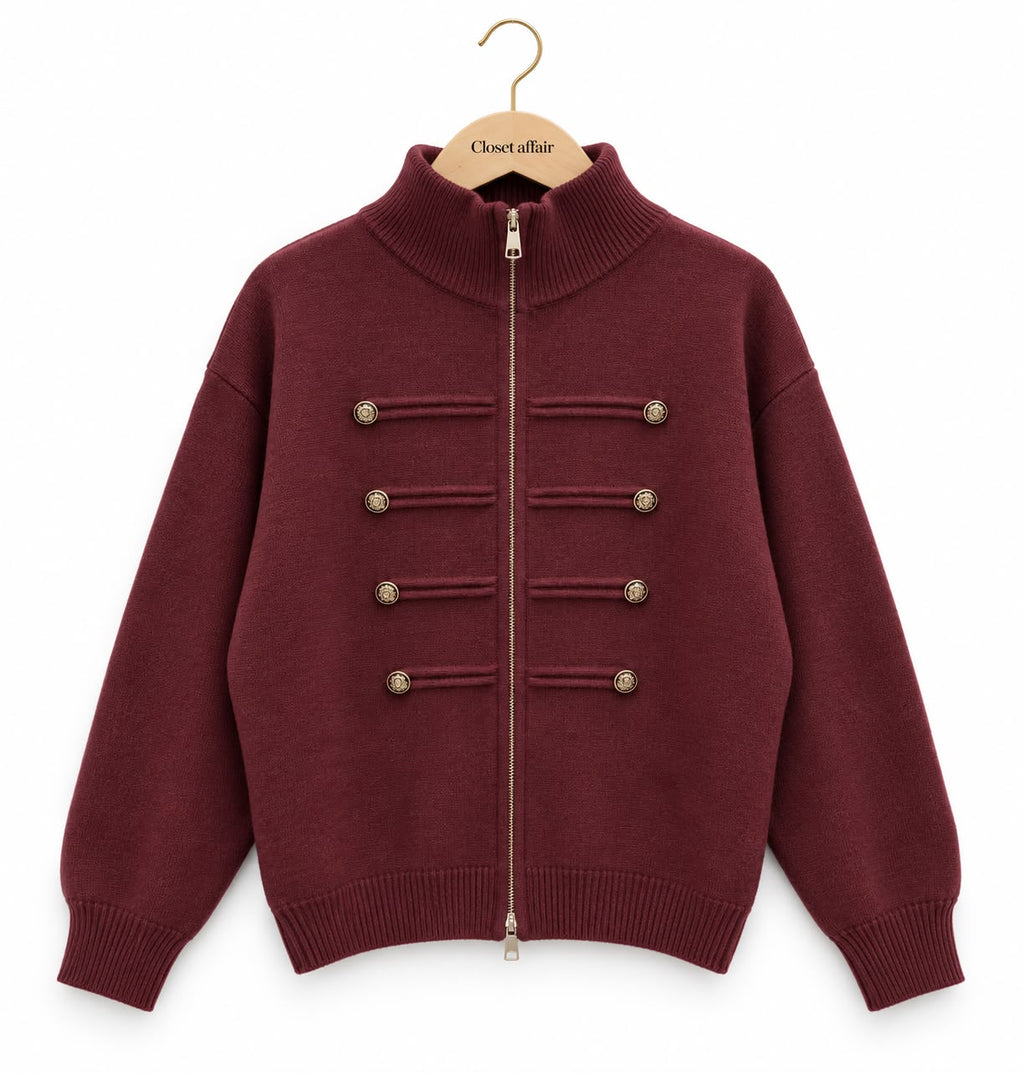 Buttoned Luxe Fall Knit Zipper