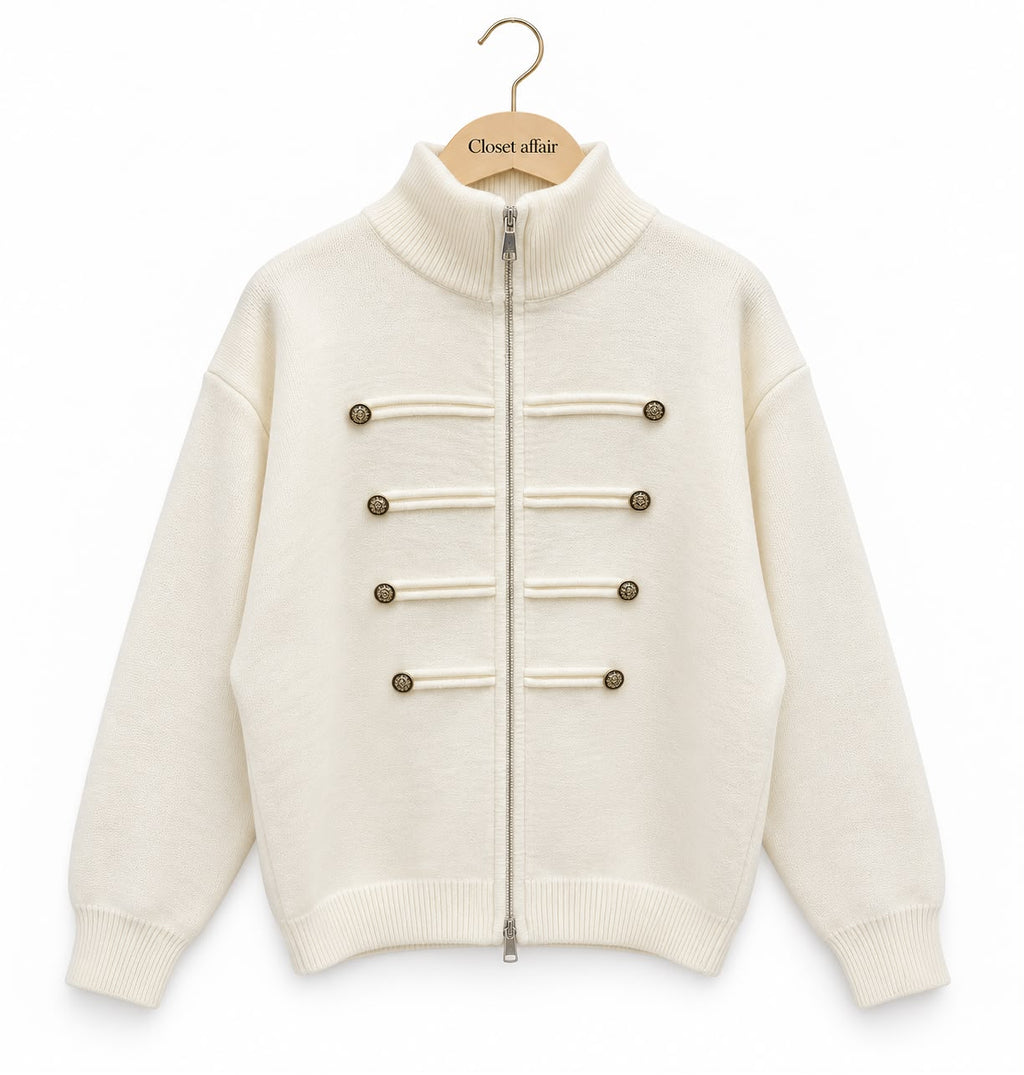 Buttoned Luxe Fall Knit Zipper