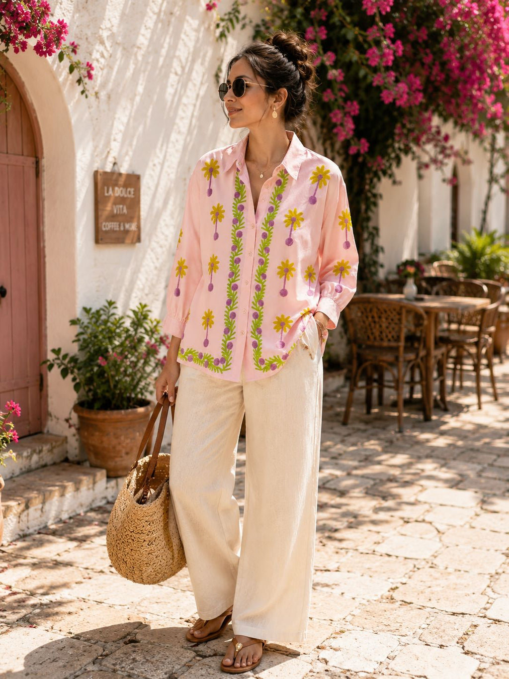 Floral Print Poplin Shirt