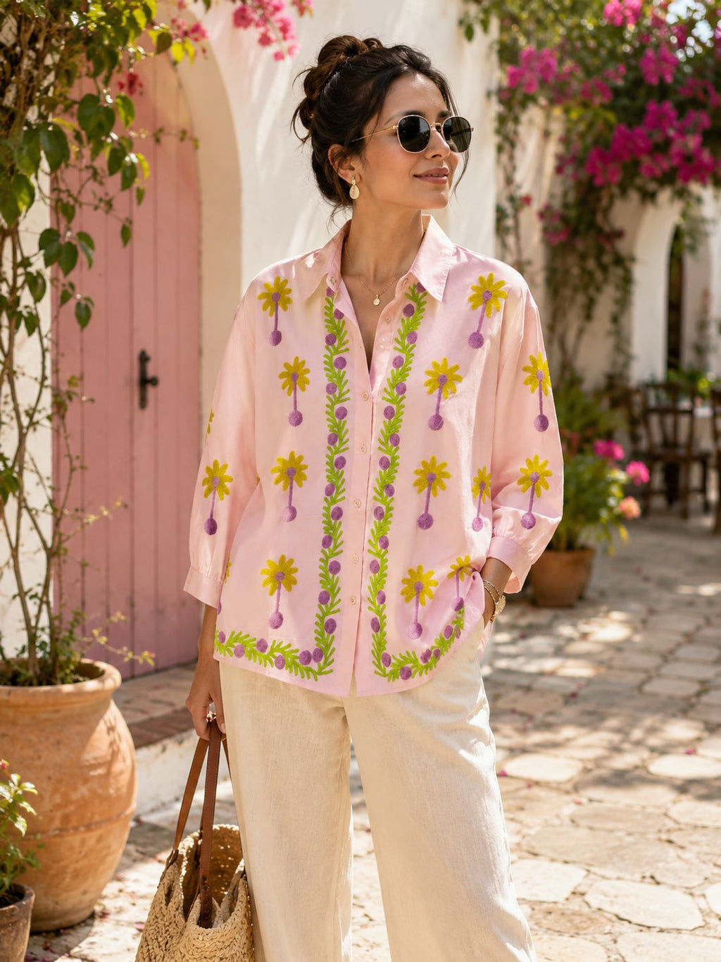 Floral Print Poplin Shirt