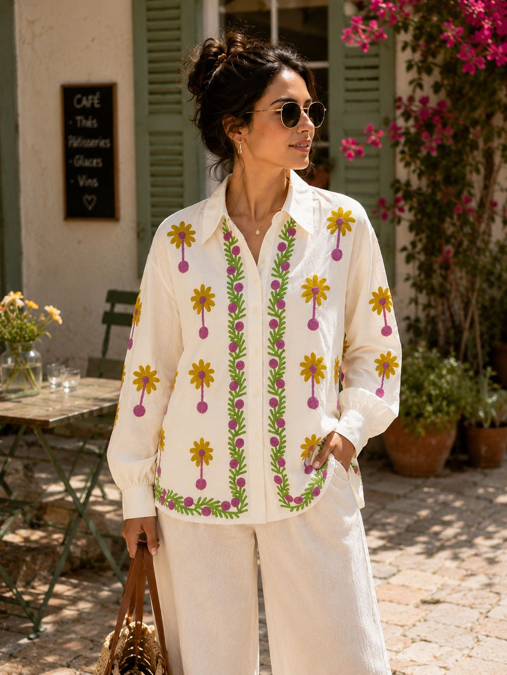 Floral Print Poplin Shirt