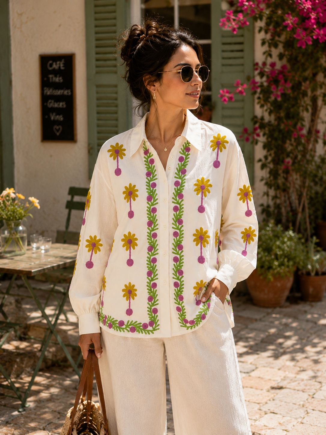 Floral Print Poplin Shirt