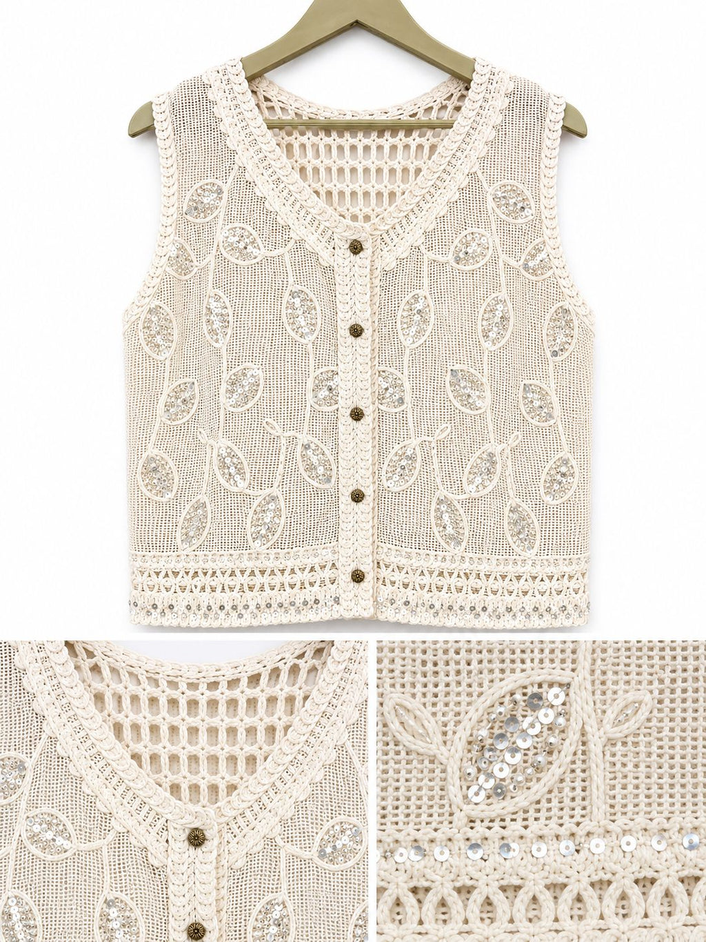 Handcrafted Crocia Embellished Vest