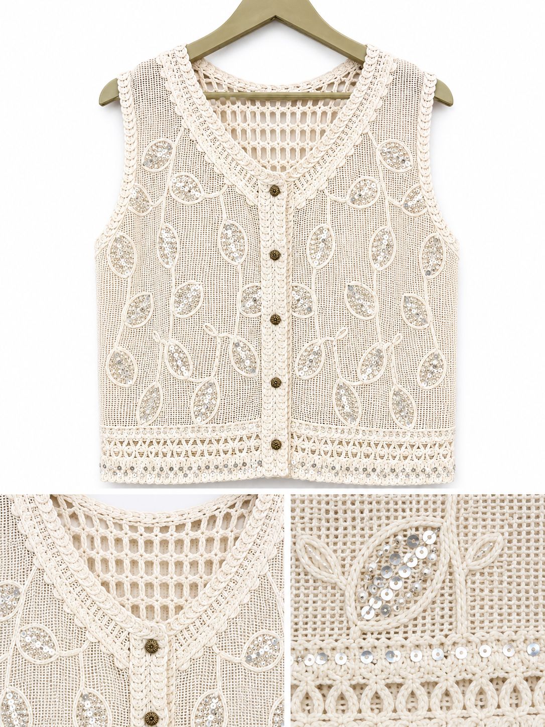 Handcrafted Crocia Embellished Vest